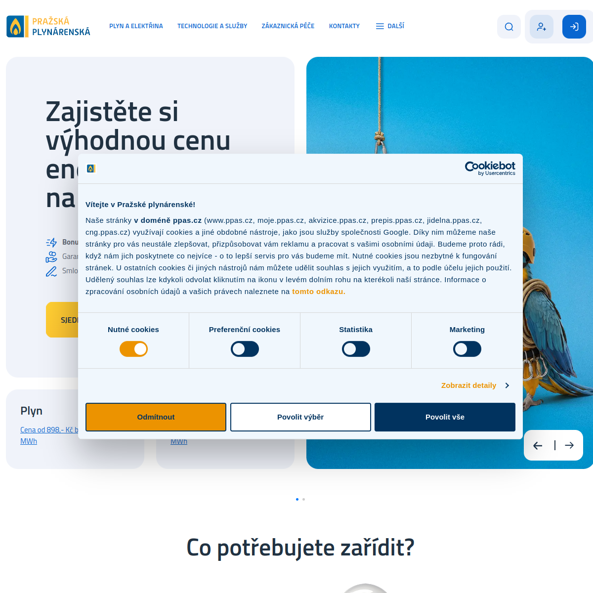 Pražská plynárenská website