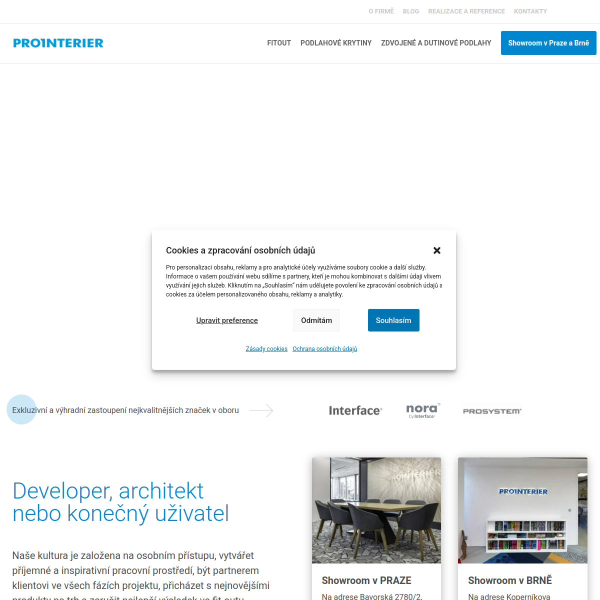 ProInterier, s.r.o. website