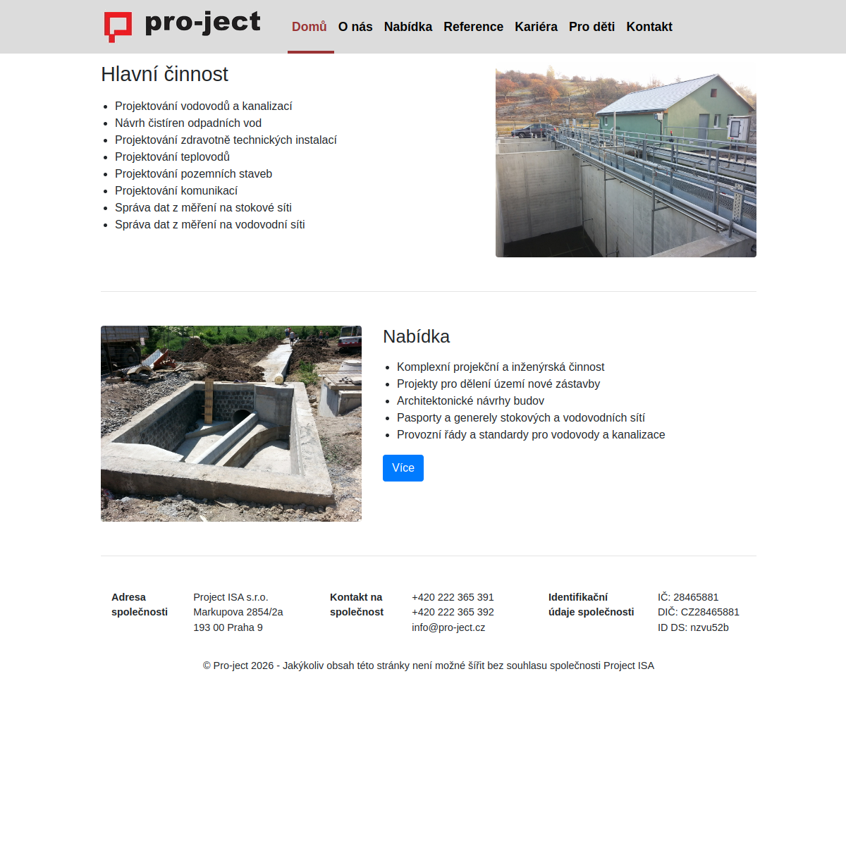 Project ISA s.r.o. website