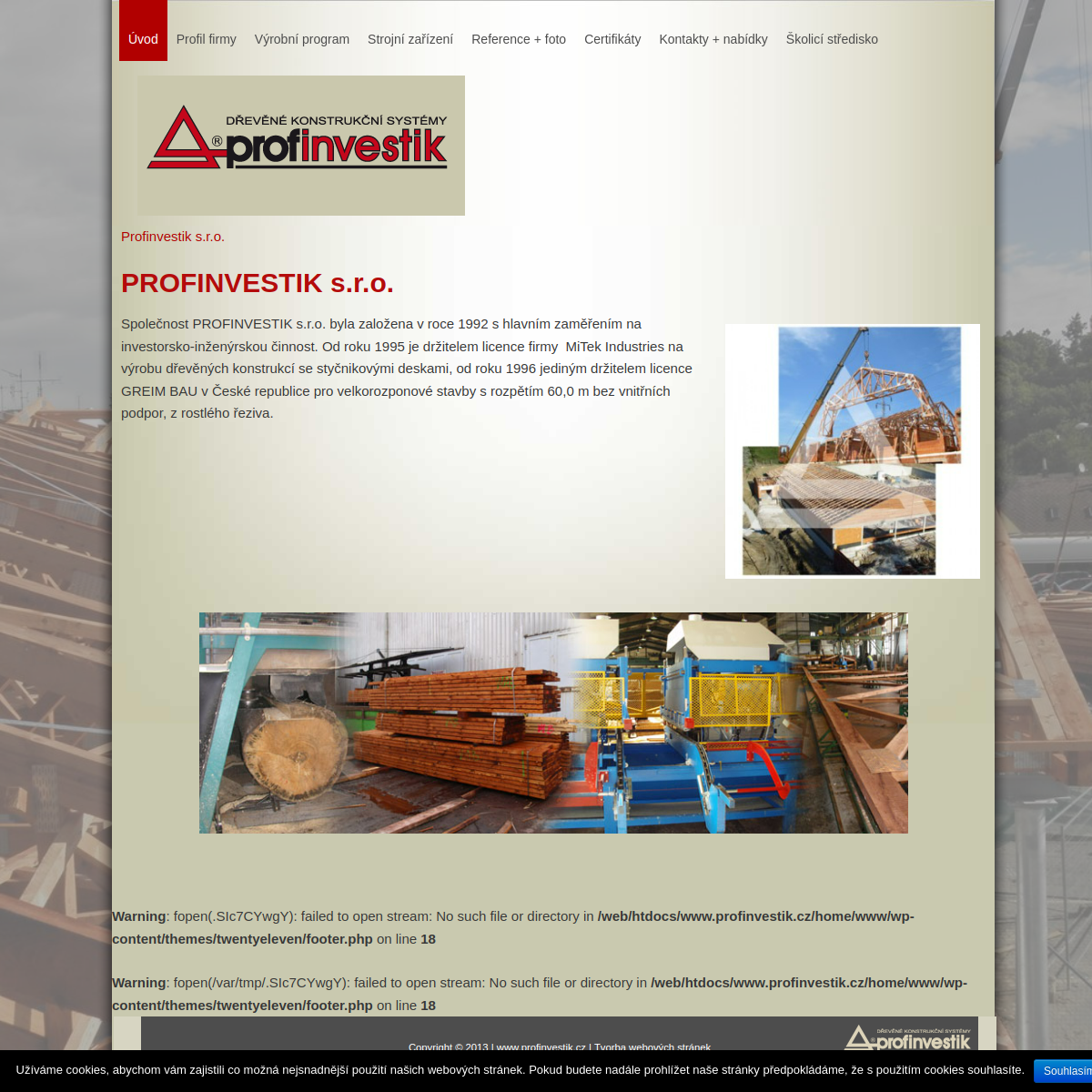 PROFINVESTIK, s.r.o. website