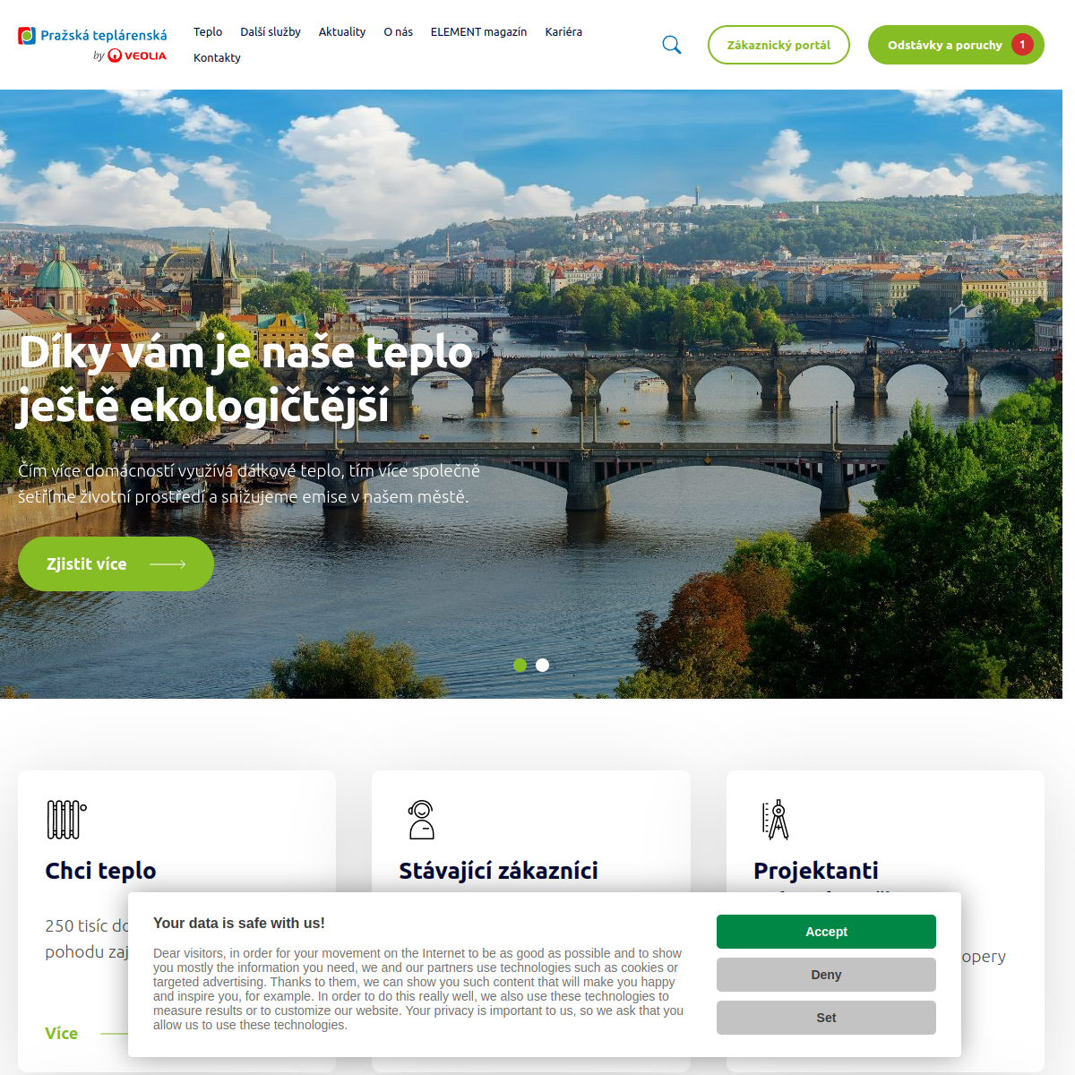 Pražská teplárenská, a.s. website