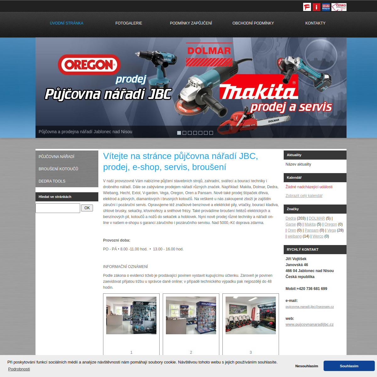 Půjčovna nářadí JBC website