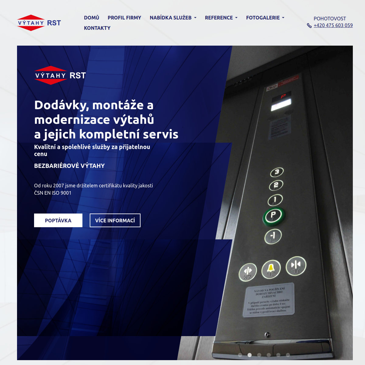 RST VÝTAHY, v.o.s. website