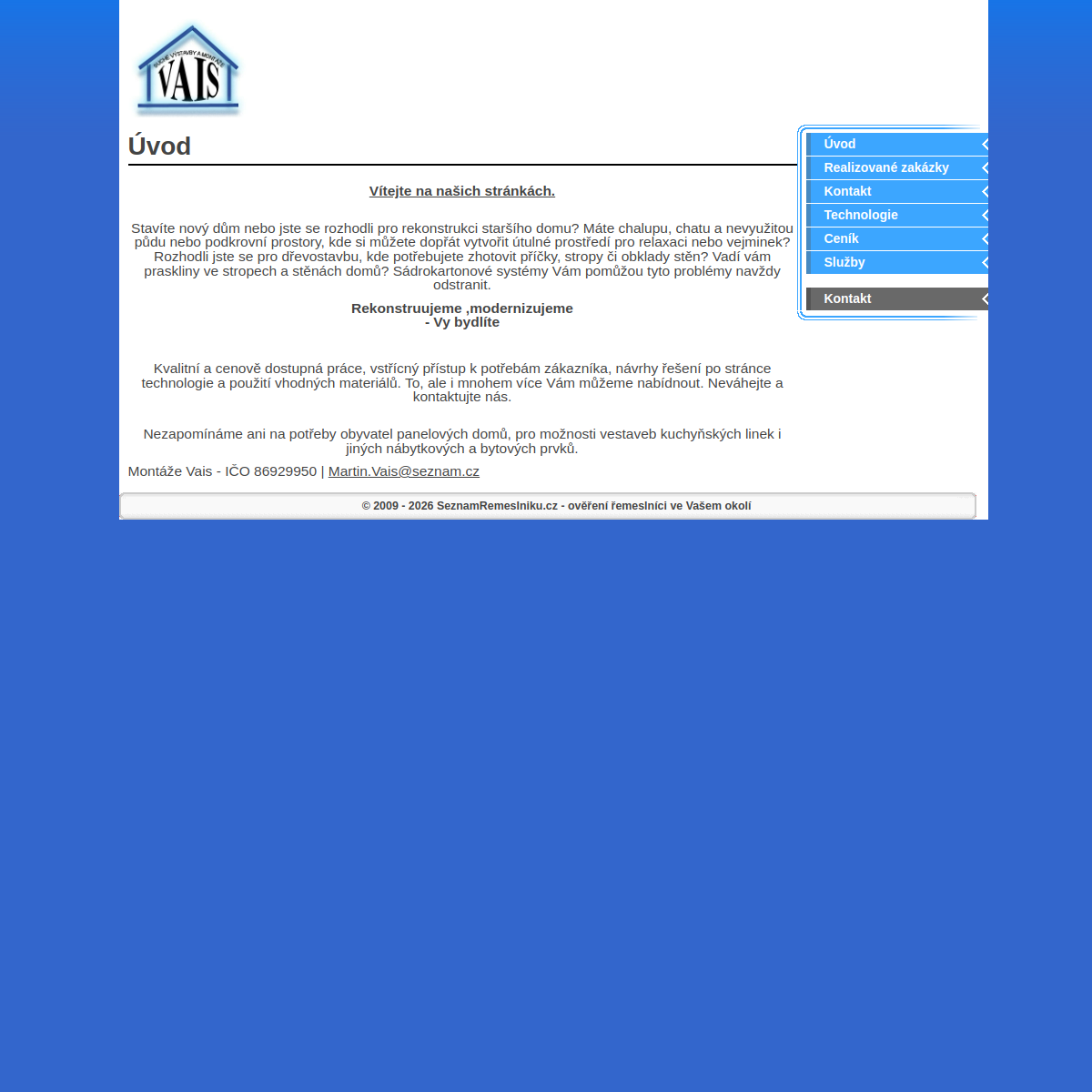 Stavby Vais website