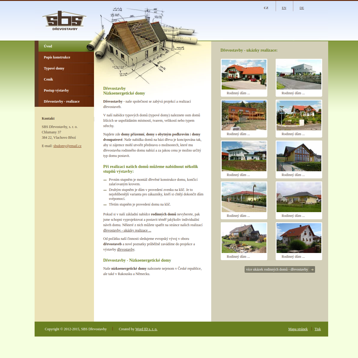 SBS DŘEVOSTAVBY, s.r.o. website