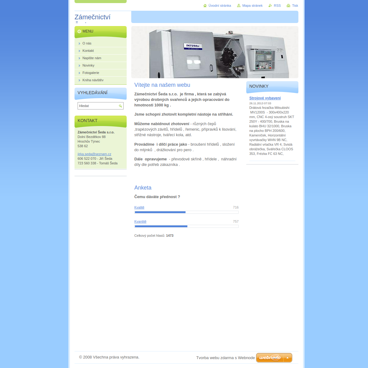 Zámečnictví Šeda, s.r.o. website