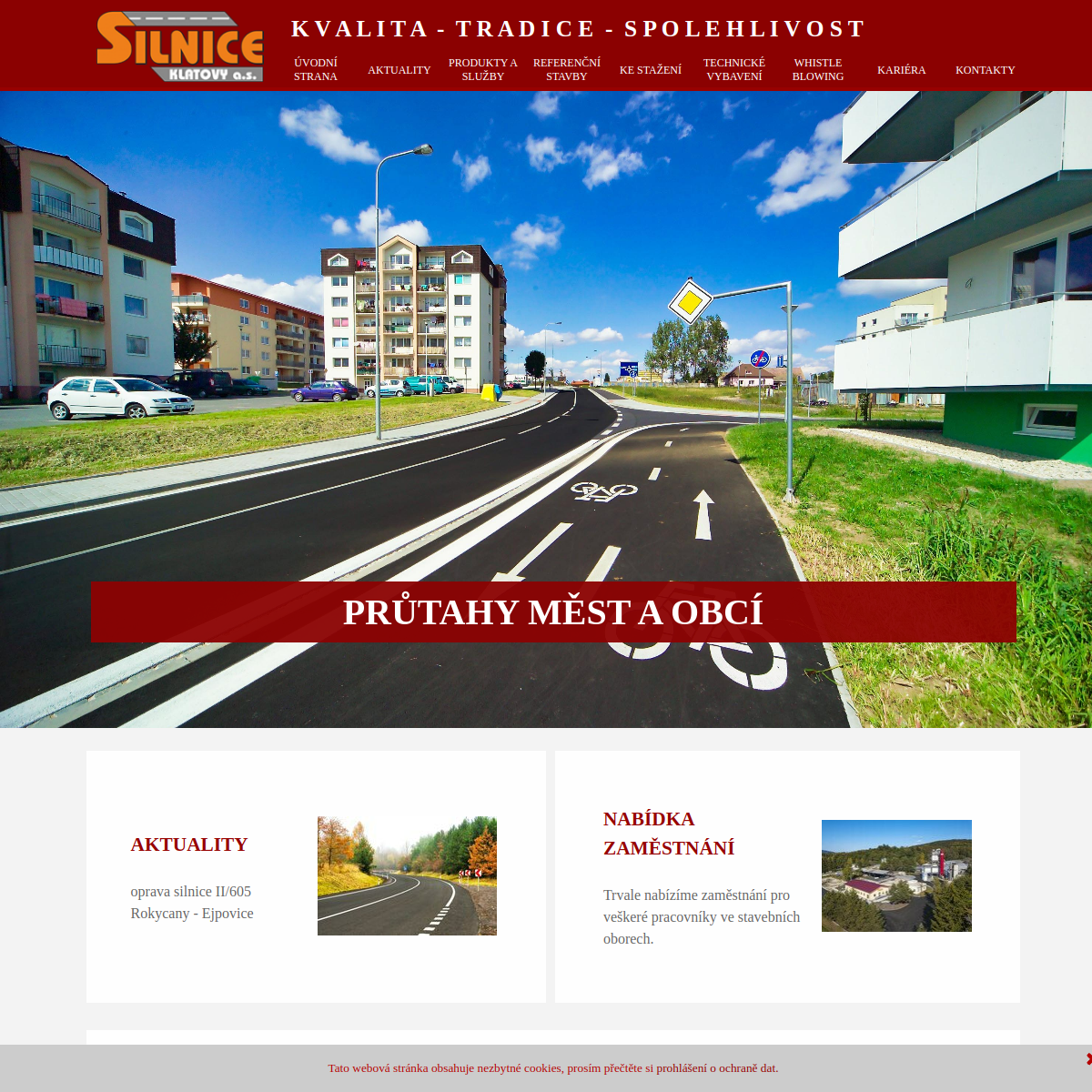 Silnice Klatovy, a.s. website