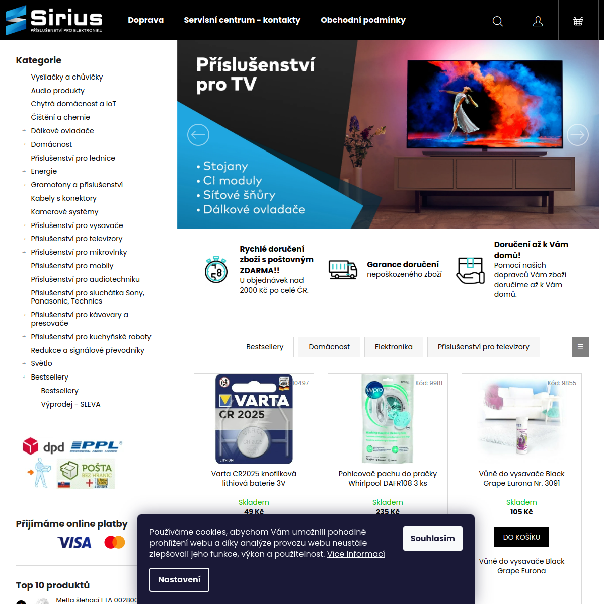 SIRIUS servis elektroniky s.r.o. website