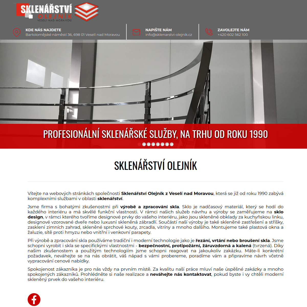 Sklenářství Olejník website