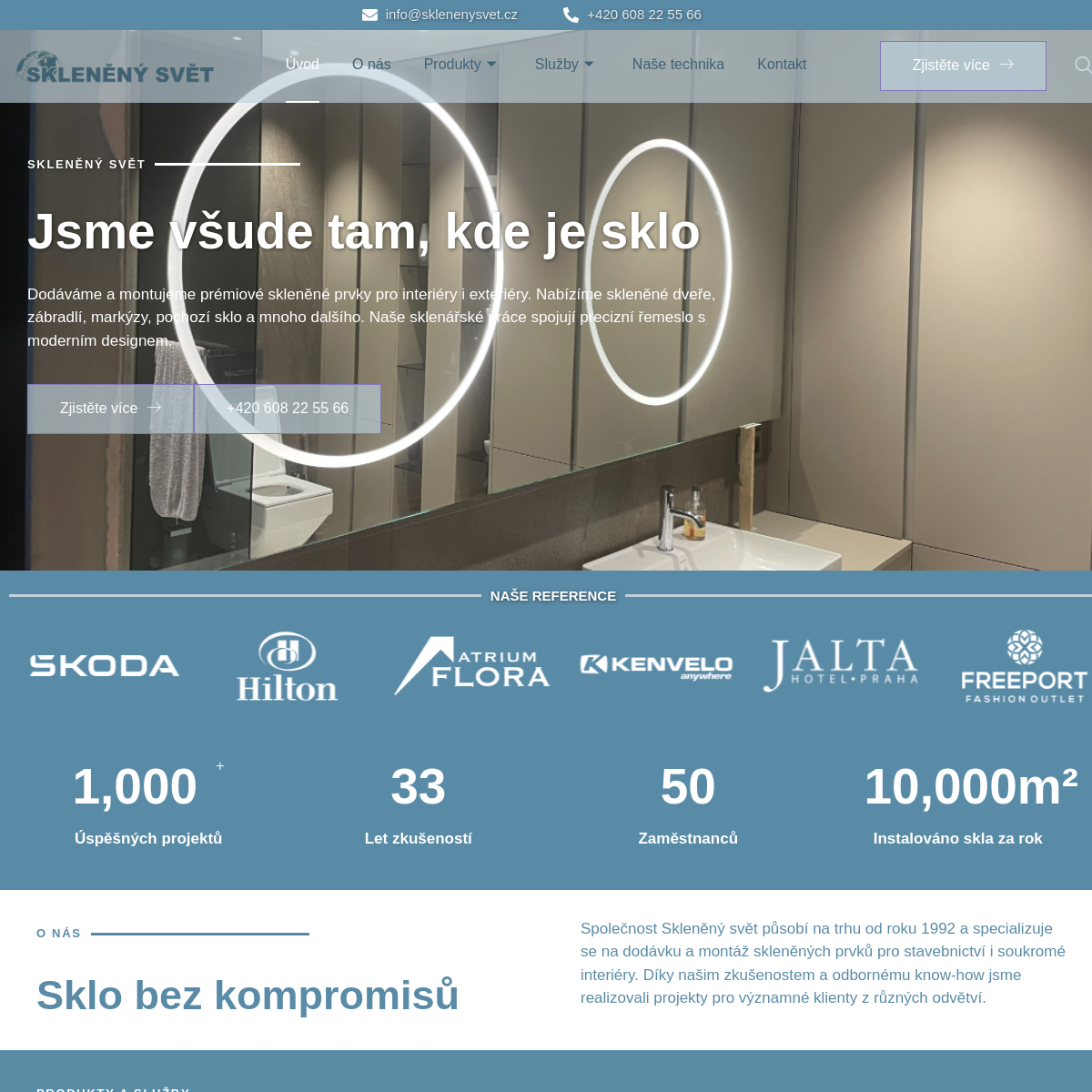 Skleněný svět website