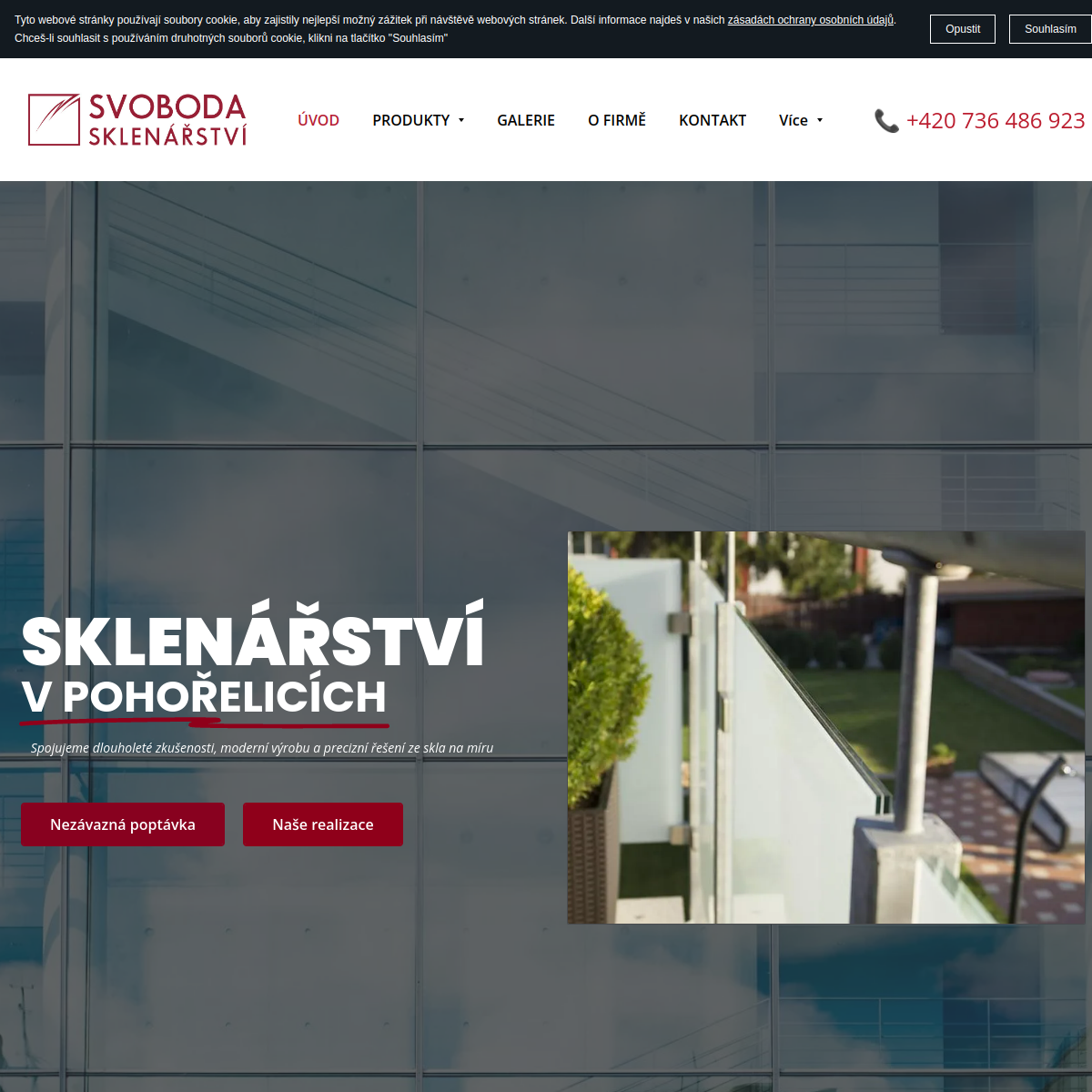 SVOBODA sklenářství, s.r.o. website