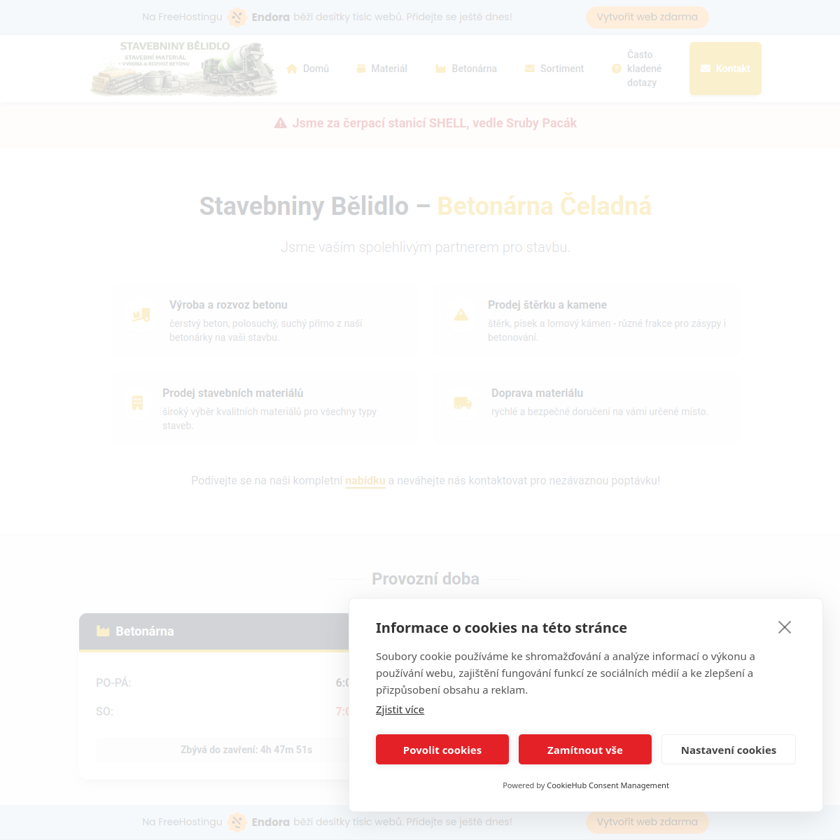 Betonárna Stavebniny Bělidlo website