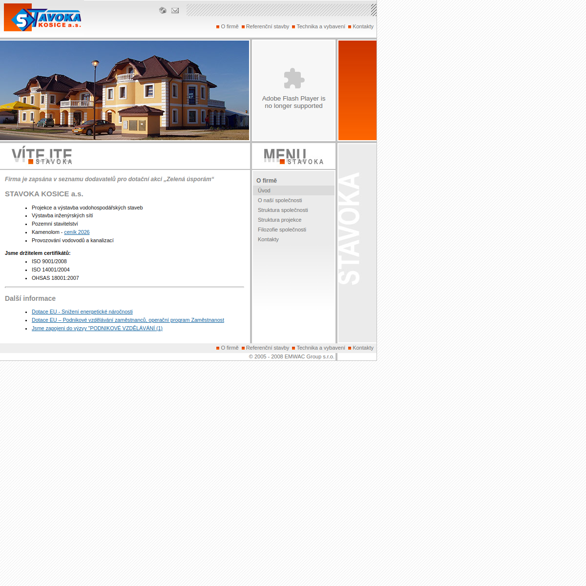 Stavoka Kosice, a.s. website