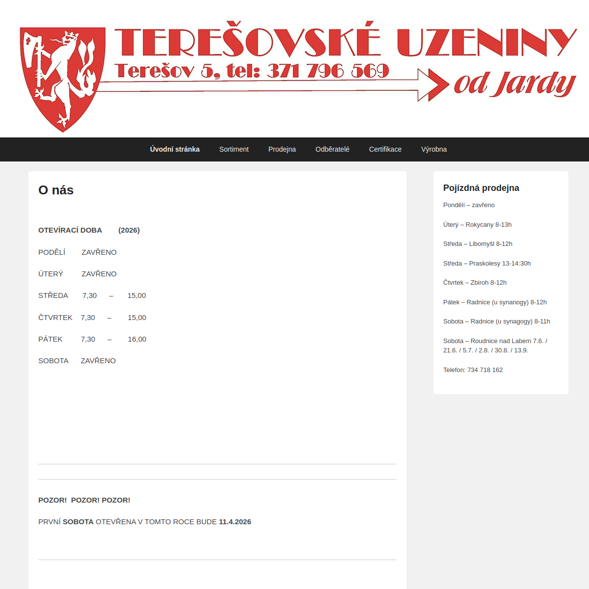 Uzeniny od Jardy website