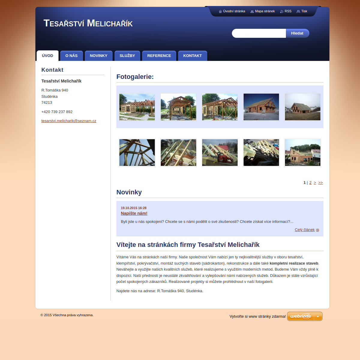 Tesařství Melichařík website