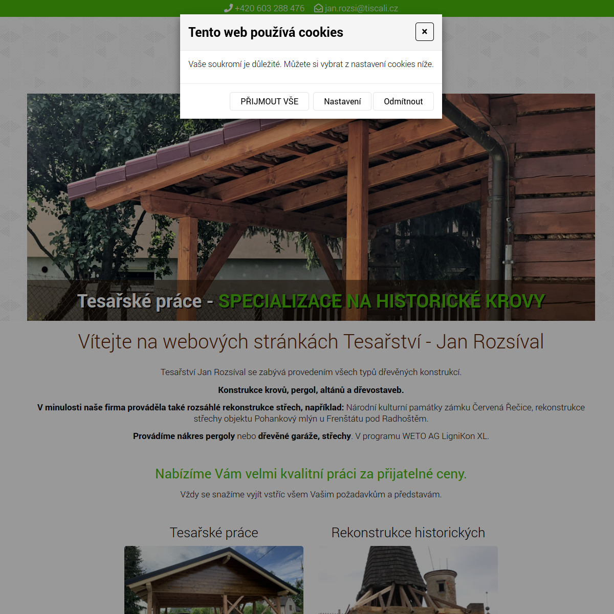 Tesařství Jan Rozsíval website