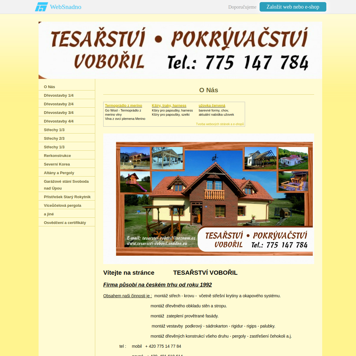 Tesařství Vladimír Vobořil website