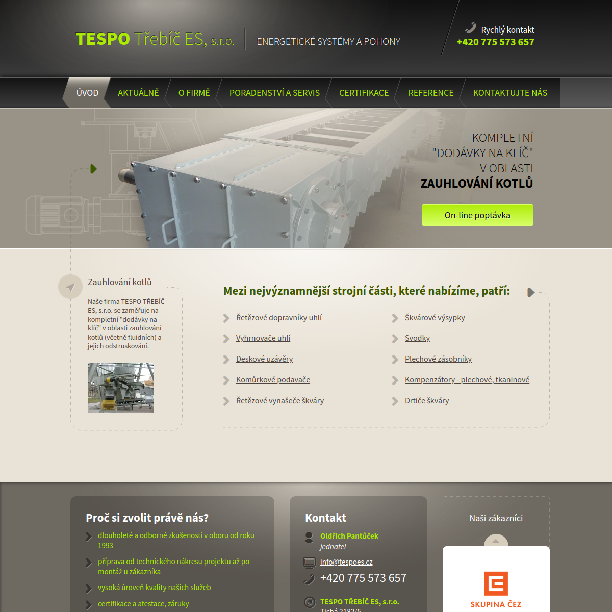 TESPO Třebíč ES, s.r.o. website