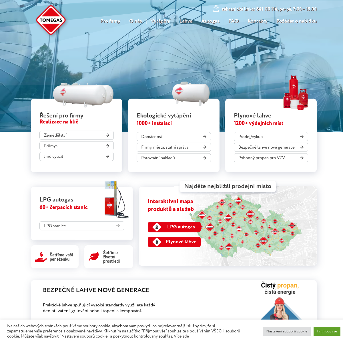 Čerpací stanice TOMEGAS website