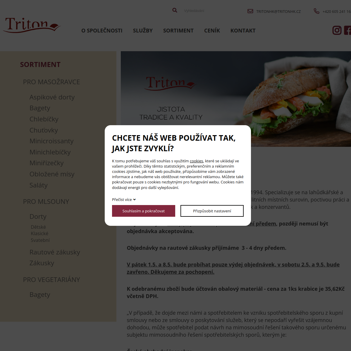 TRITON, s.r.o. website