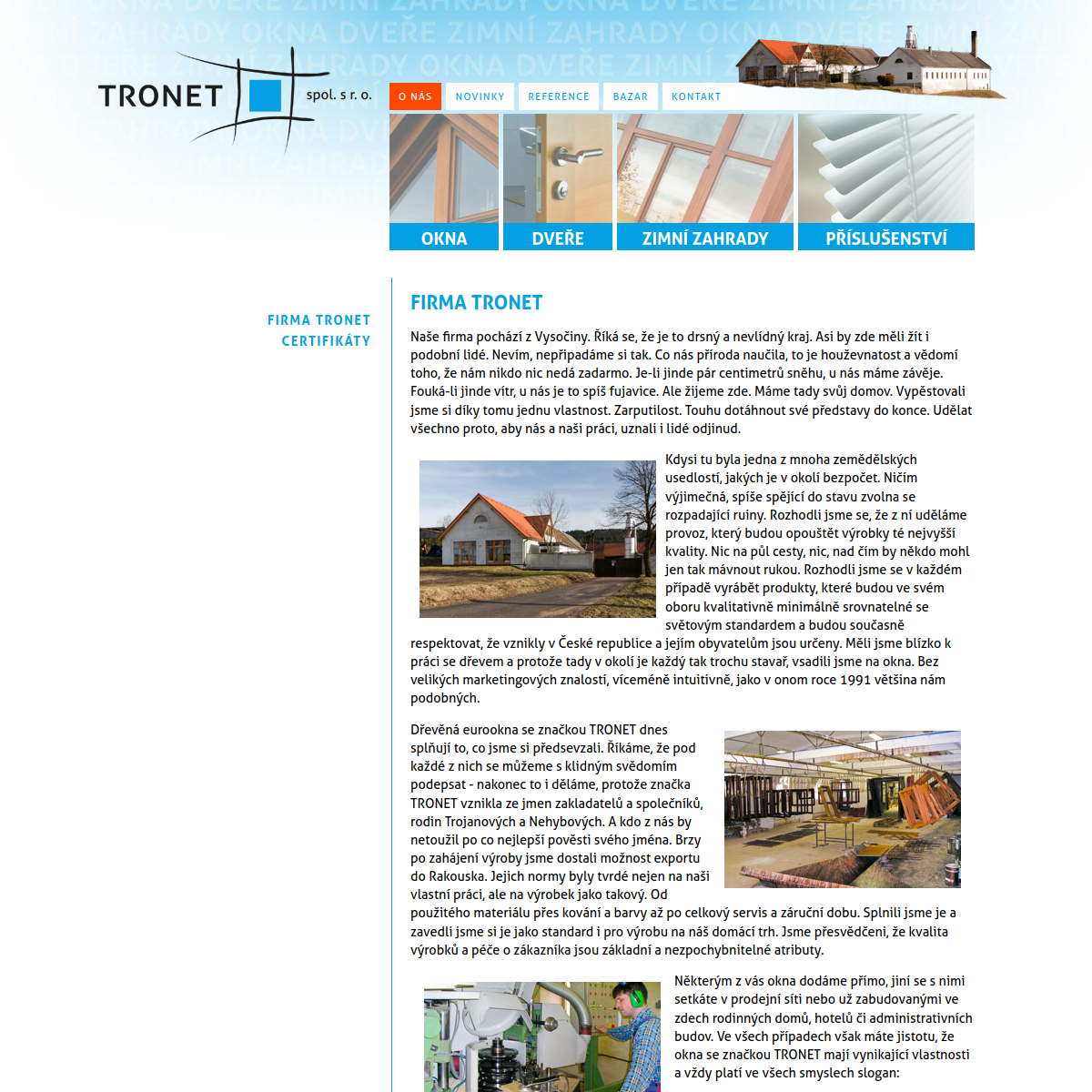 TRONET, spol.s r.o. website