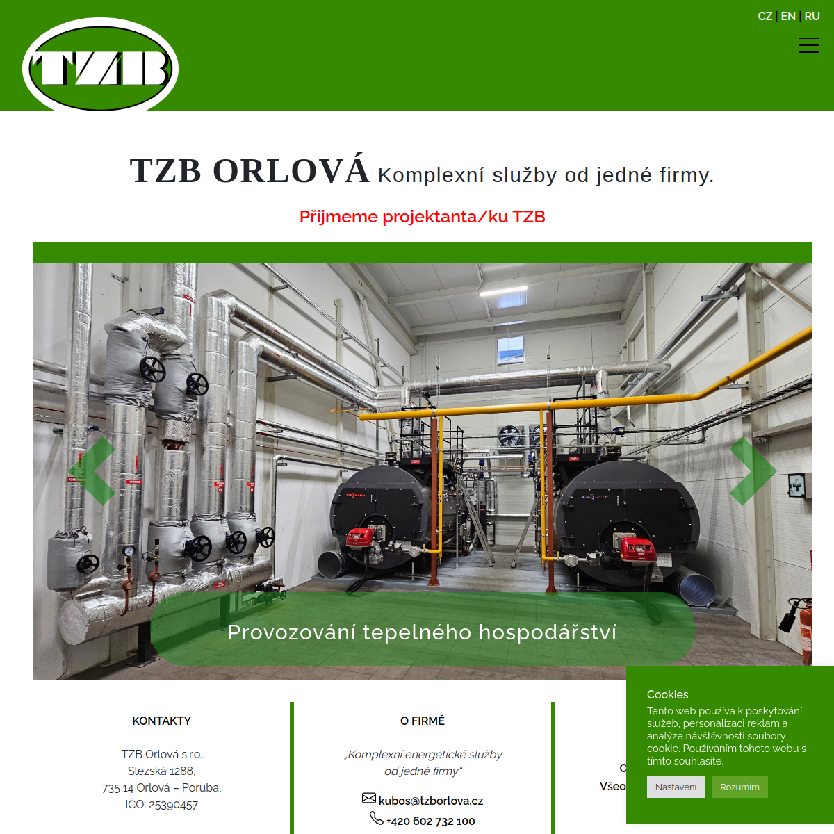 TZB Orlová, s.r.o. website