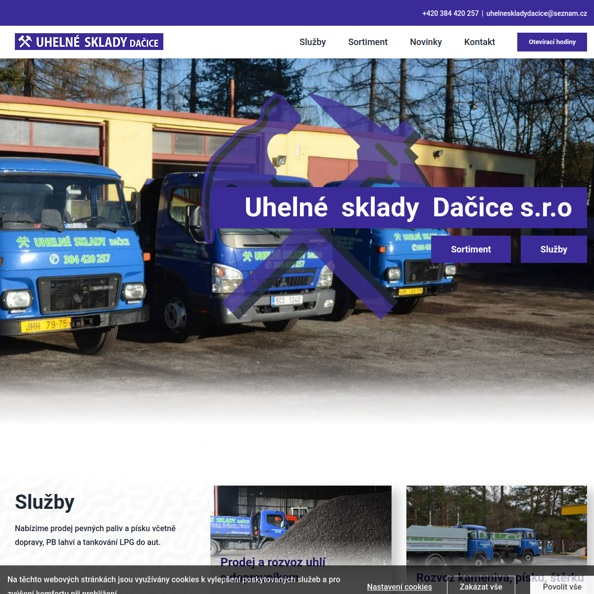 Uhelné sklady Dačice, s.r.o. website