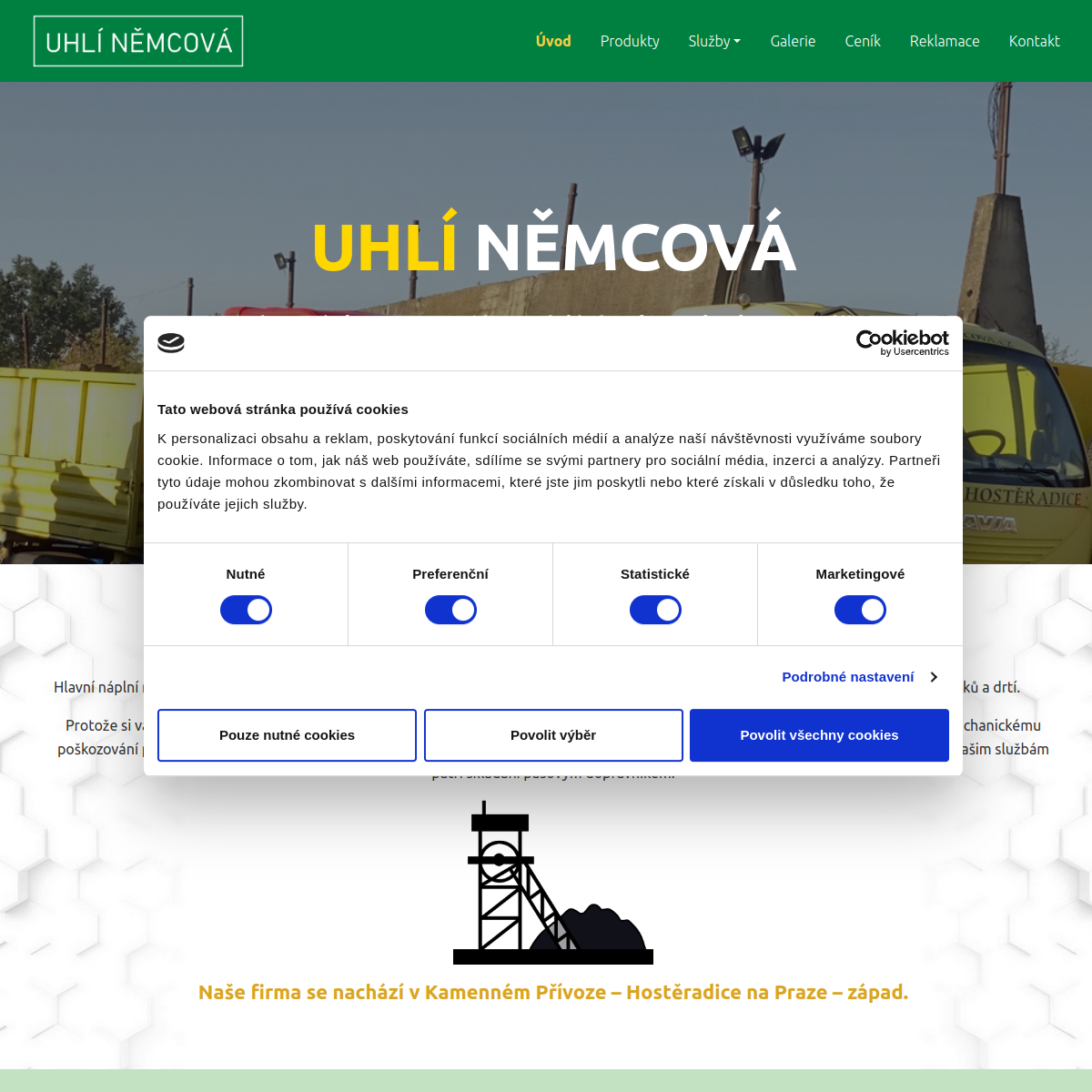 Uhelné sklady Hostěradice website