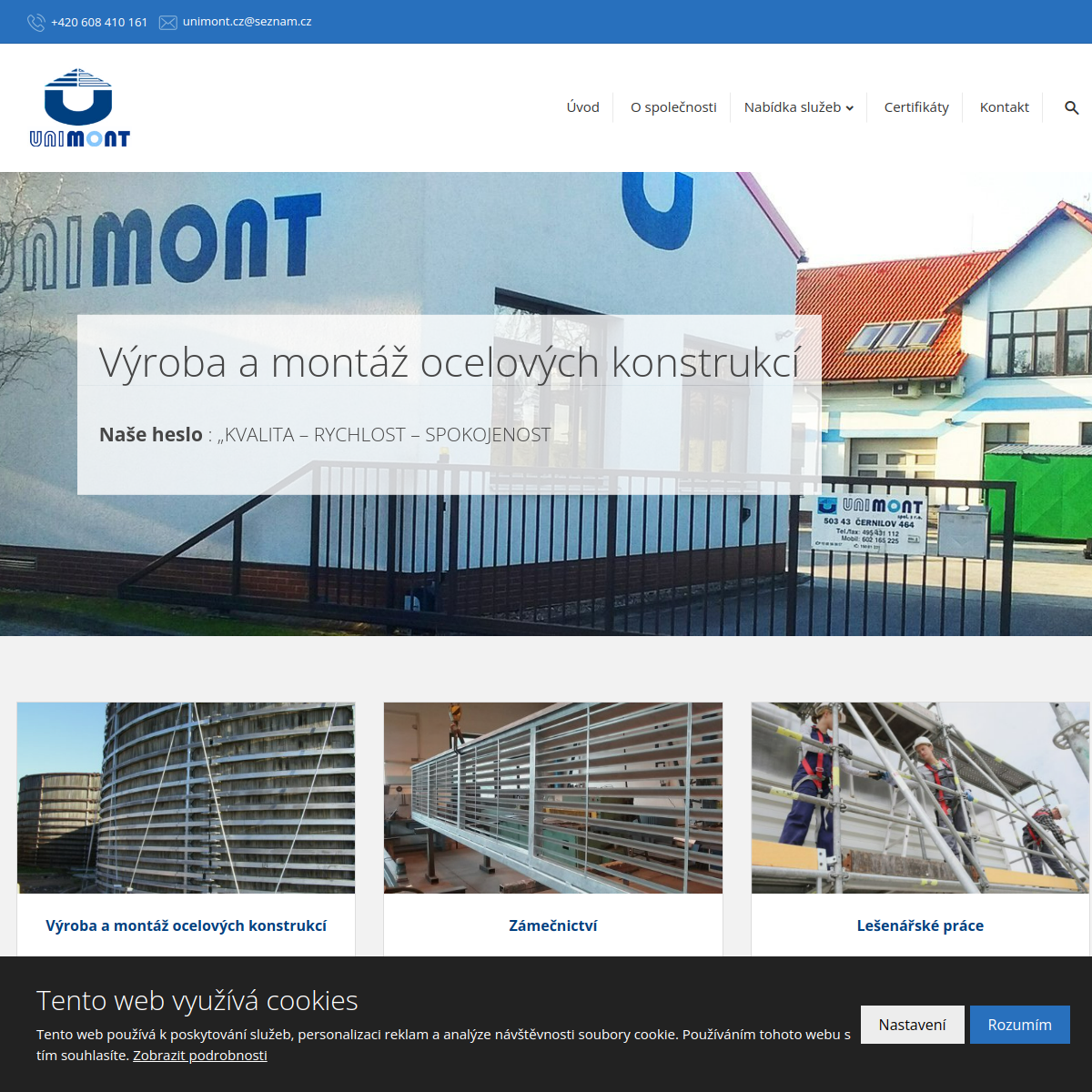 UNIMONT, spol. s r.o. website