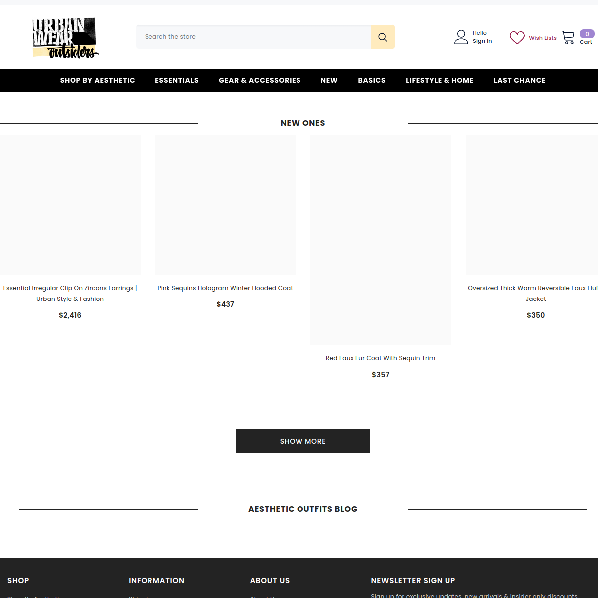 Urbanwearoutsiders.com desktop screenshot - Streetwear Fashion