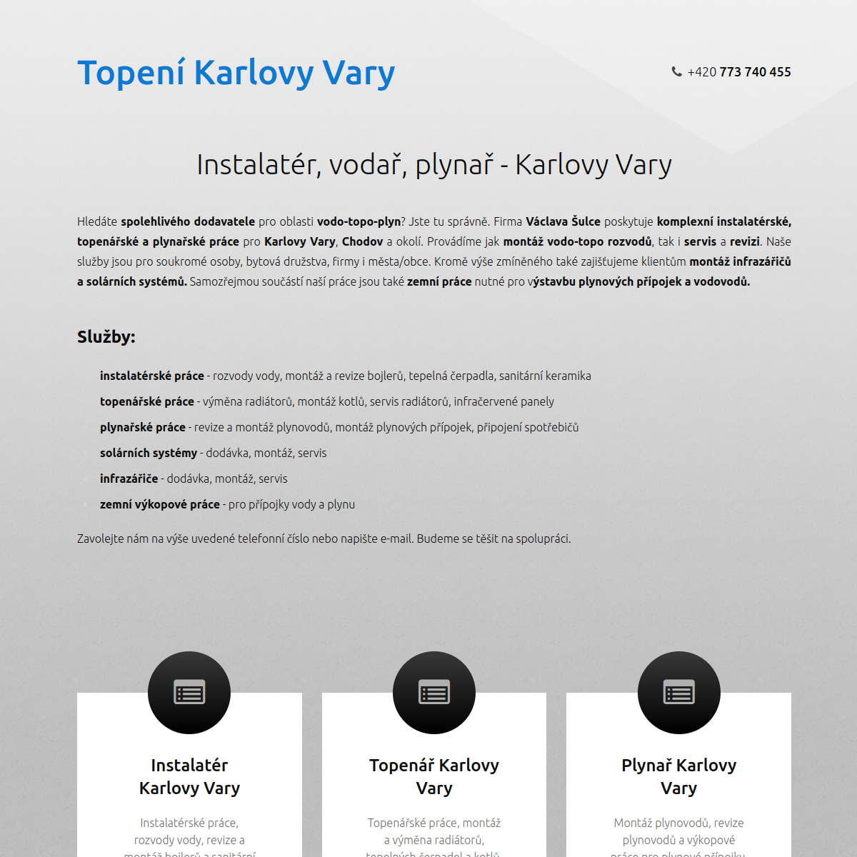 Václav Šulc - instalatér website