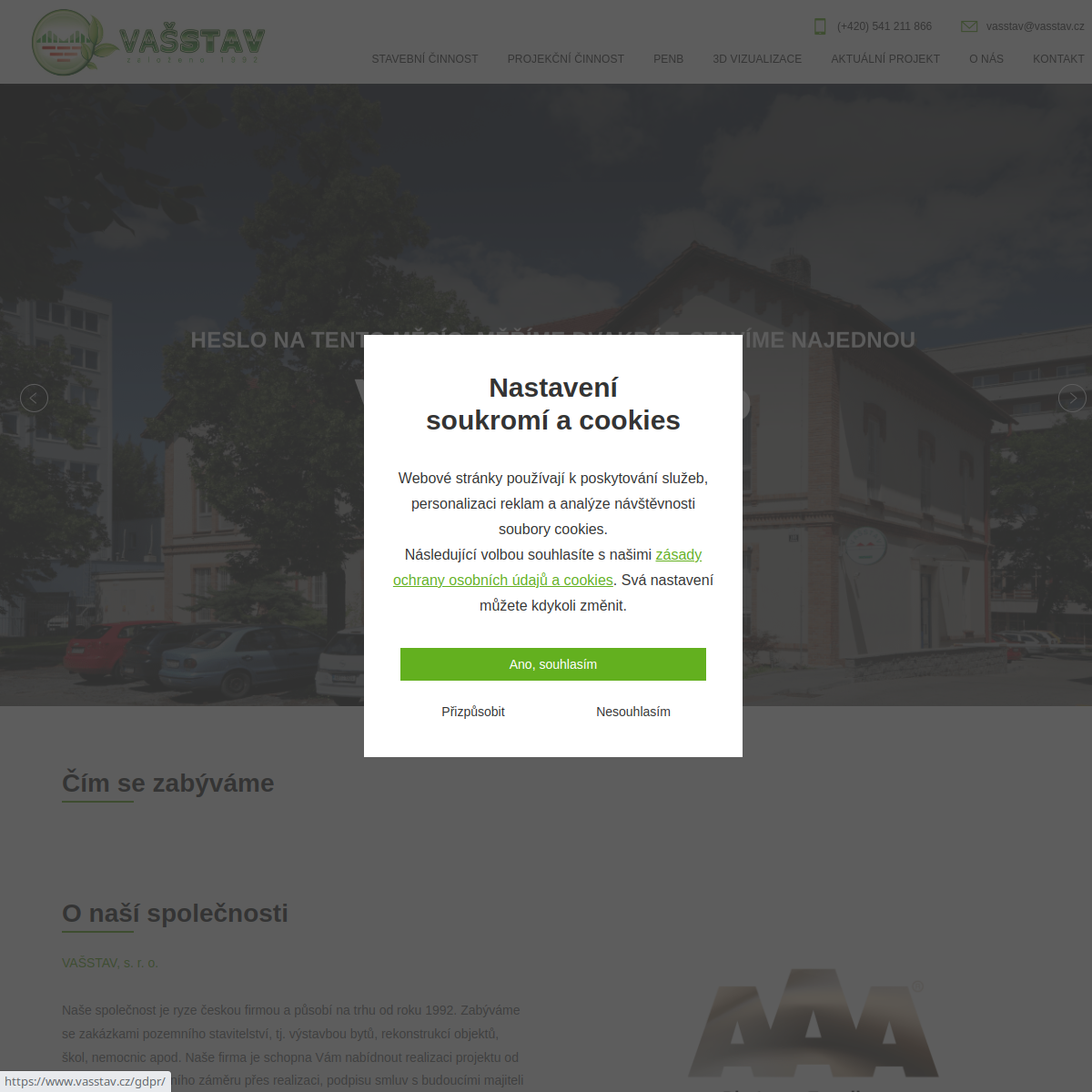 VAŠSTAV, s.r.o. website