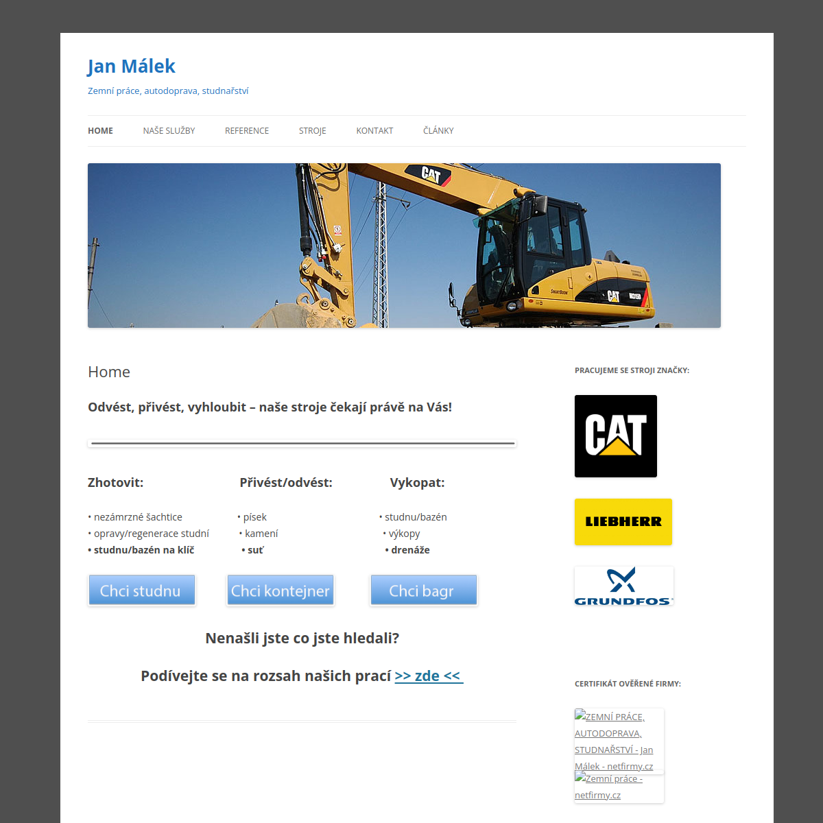 Studnařství a zemní práce Jan Málek website