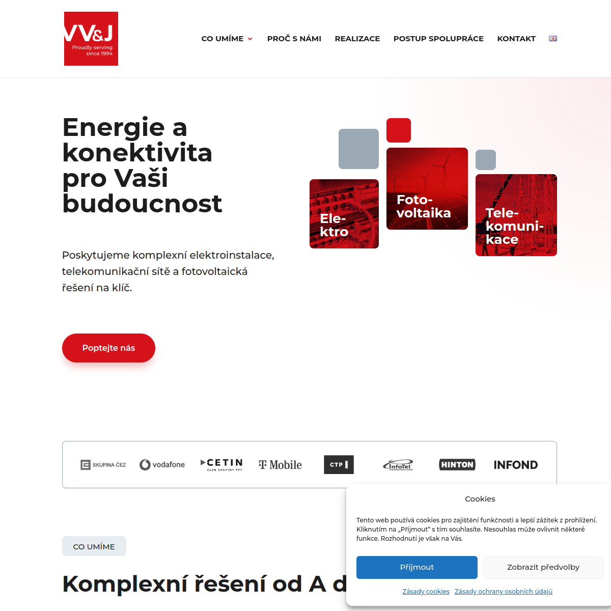 VV & J, s.r.o. website