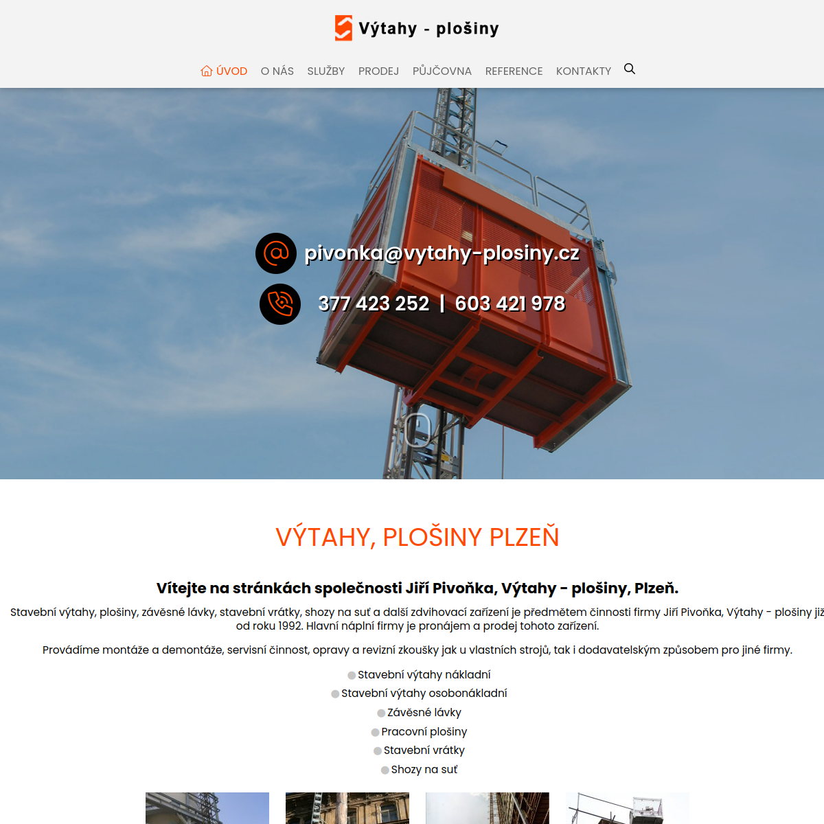 Výtahy - plošiny Jiří Pivoňka website