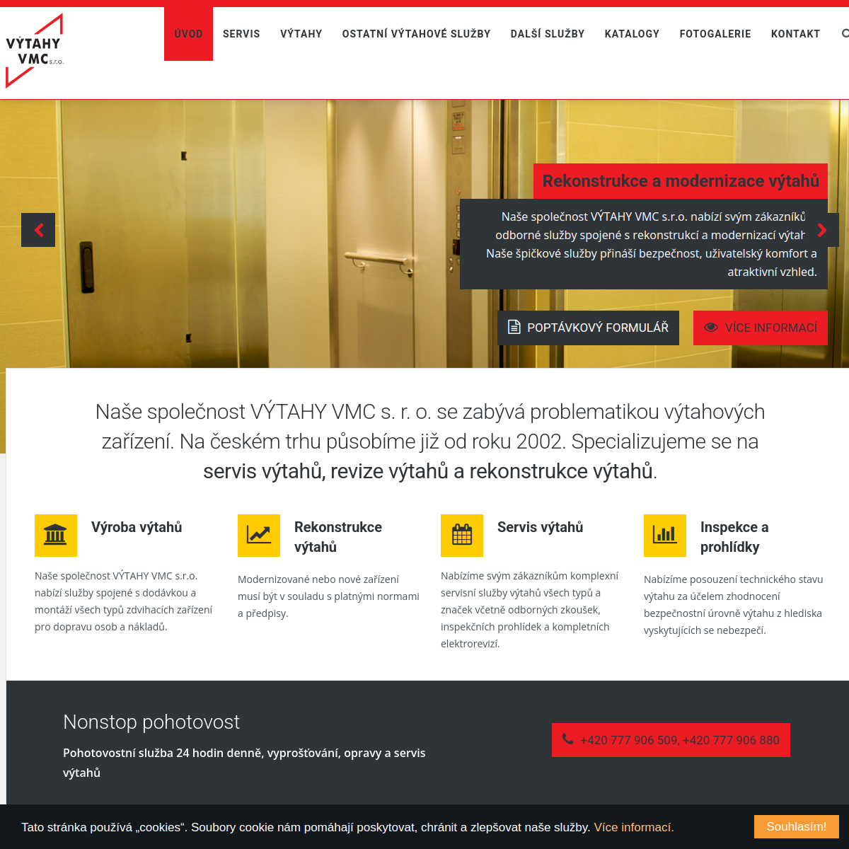 VÝTAHY VMC s.r.o. website