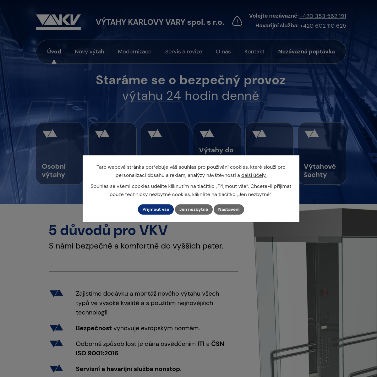 Výtahy Karlovy Vary, spol. s r.o. website
