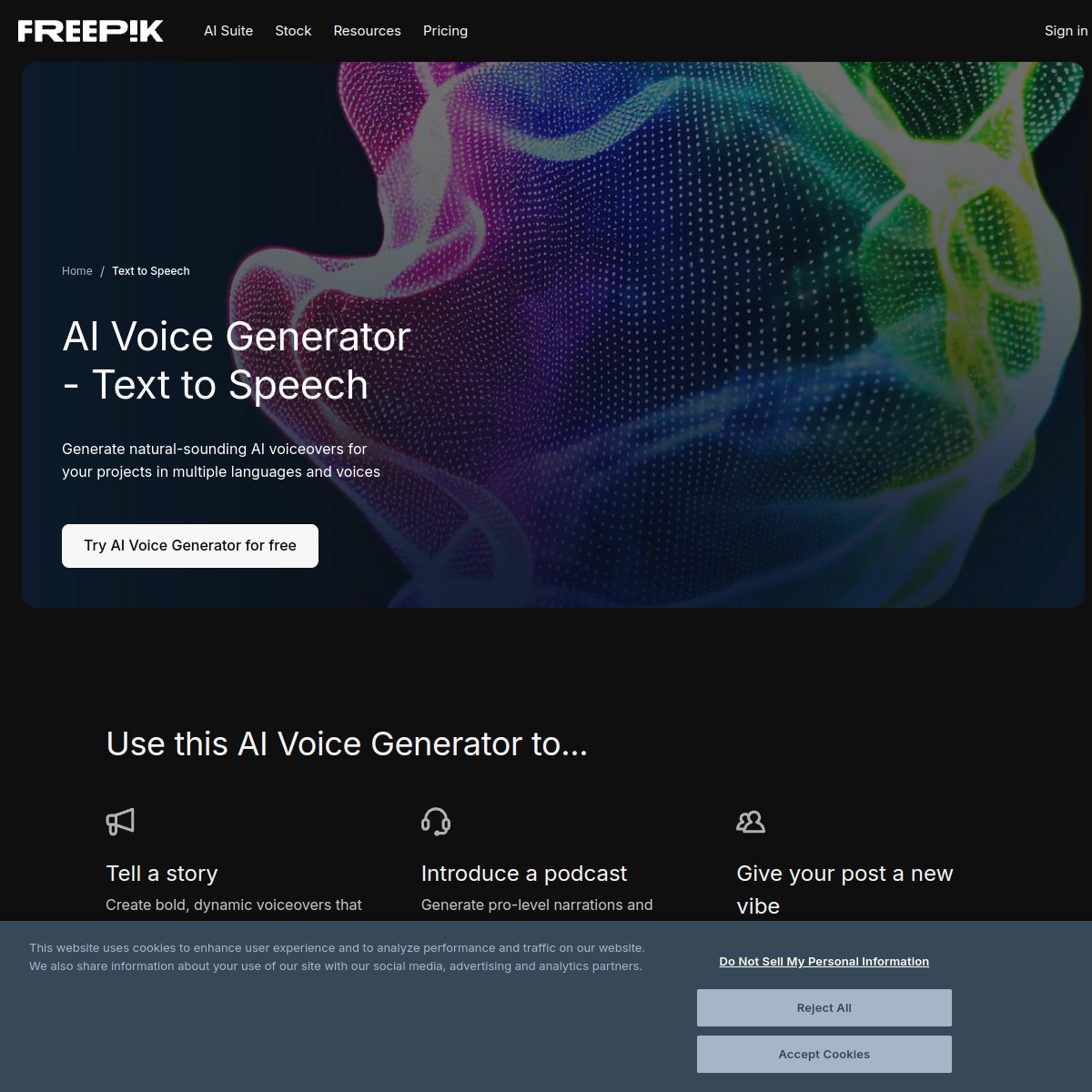 Freepik AI Voice Generator screenshot 1