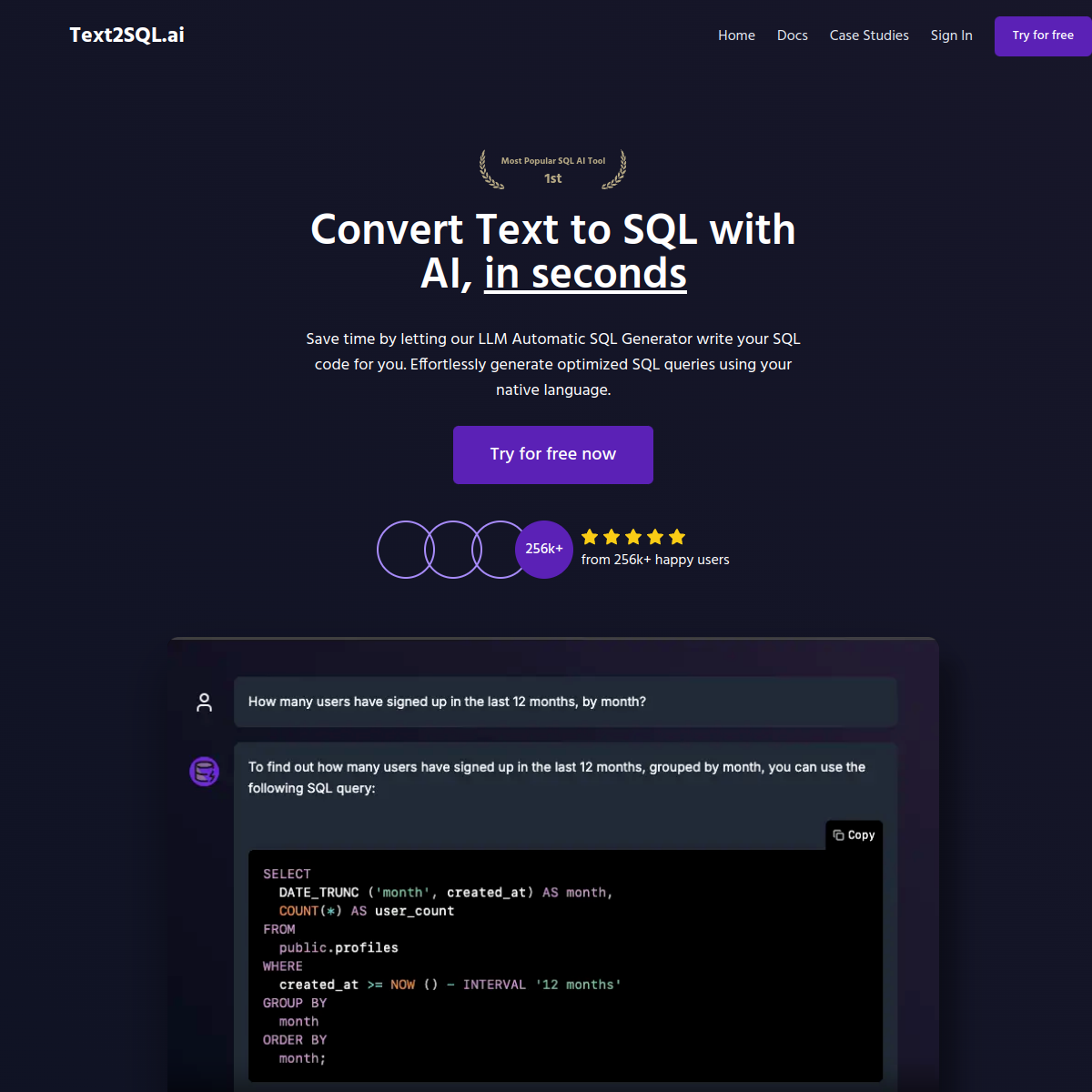 Text2SQL screenshot 2
