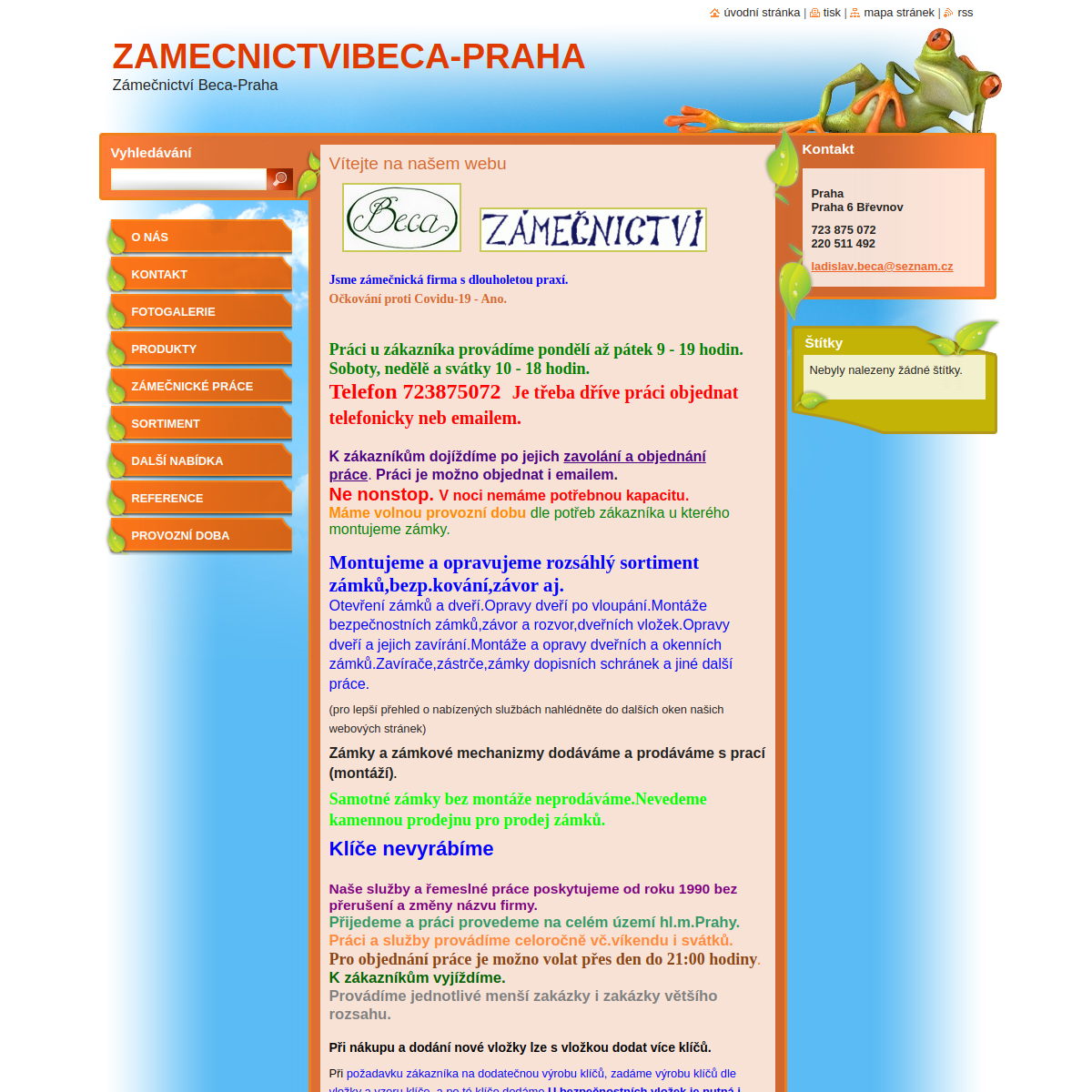 Zámečnictví Beca website