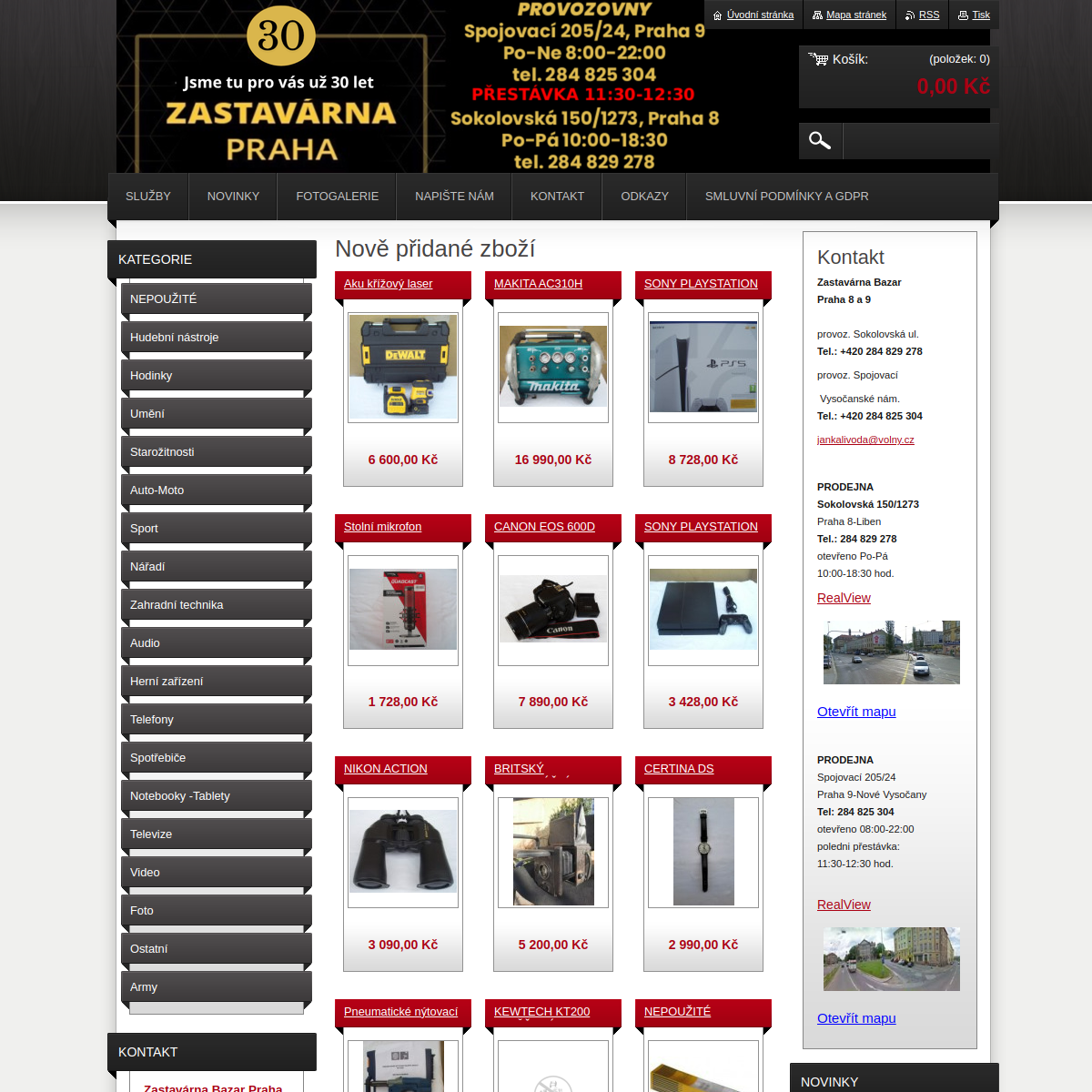 Zastavárna Praha website