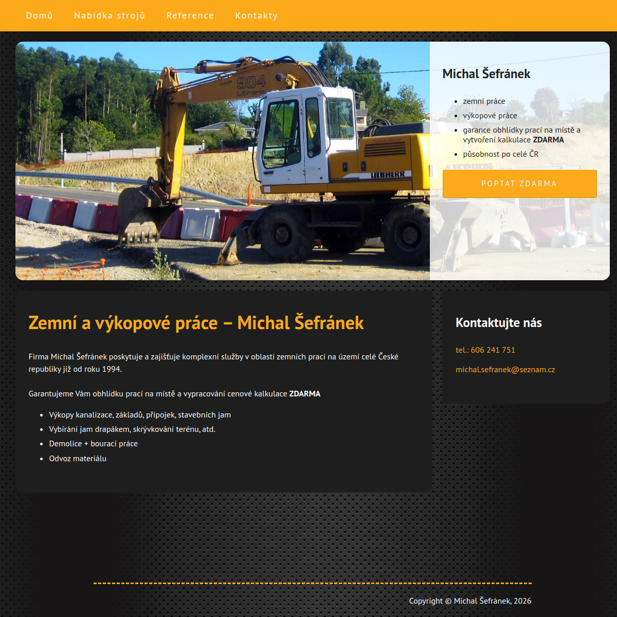 Michal Šefránek - zemní a výkopové práce website