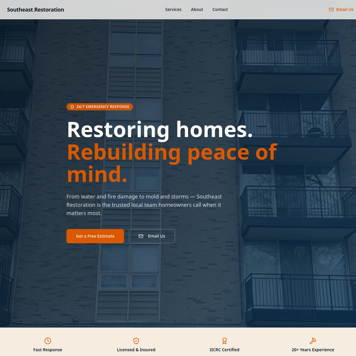 Southeast Restoration website preview