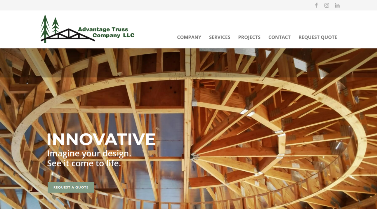 Advantage Truss desktop website