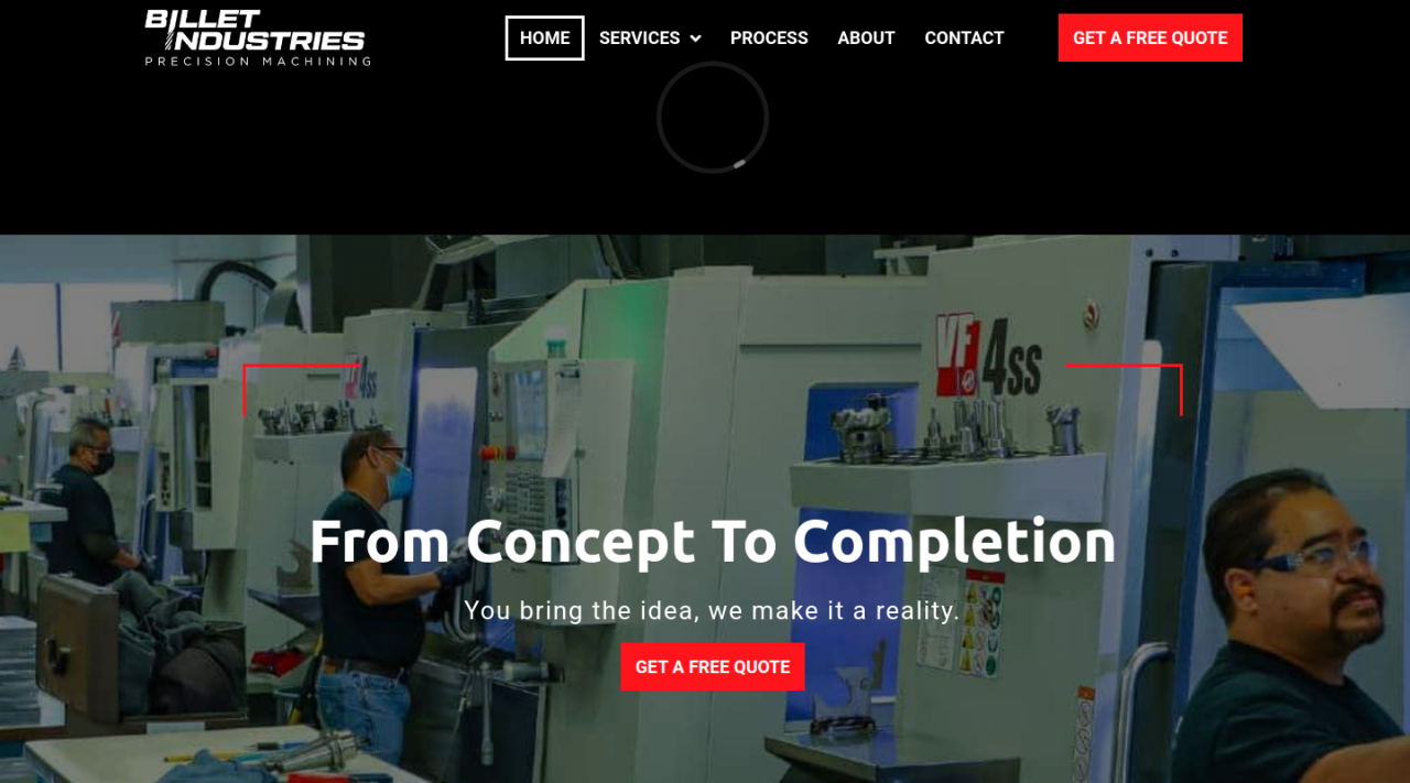 Billet Industries desktop website