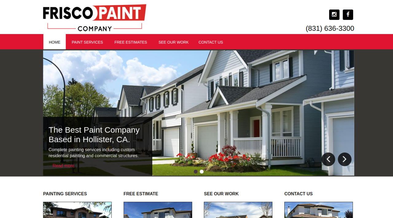 Frisco Paint Company desktop website