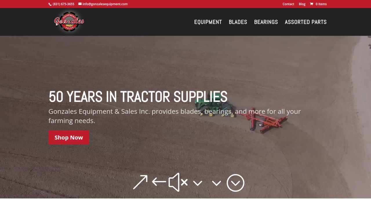 Gonzales Equipment desktop website
