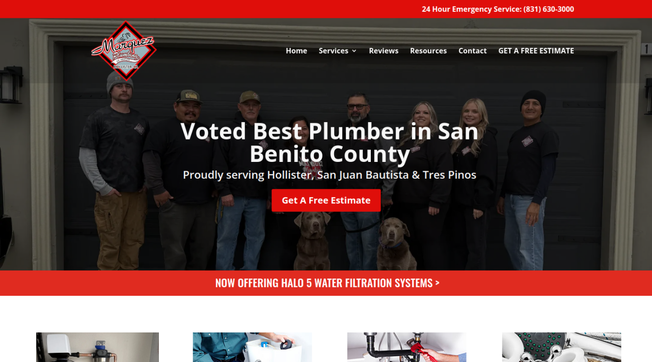 Marquez Plumbing desktop website