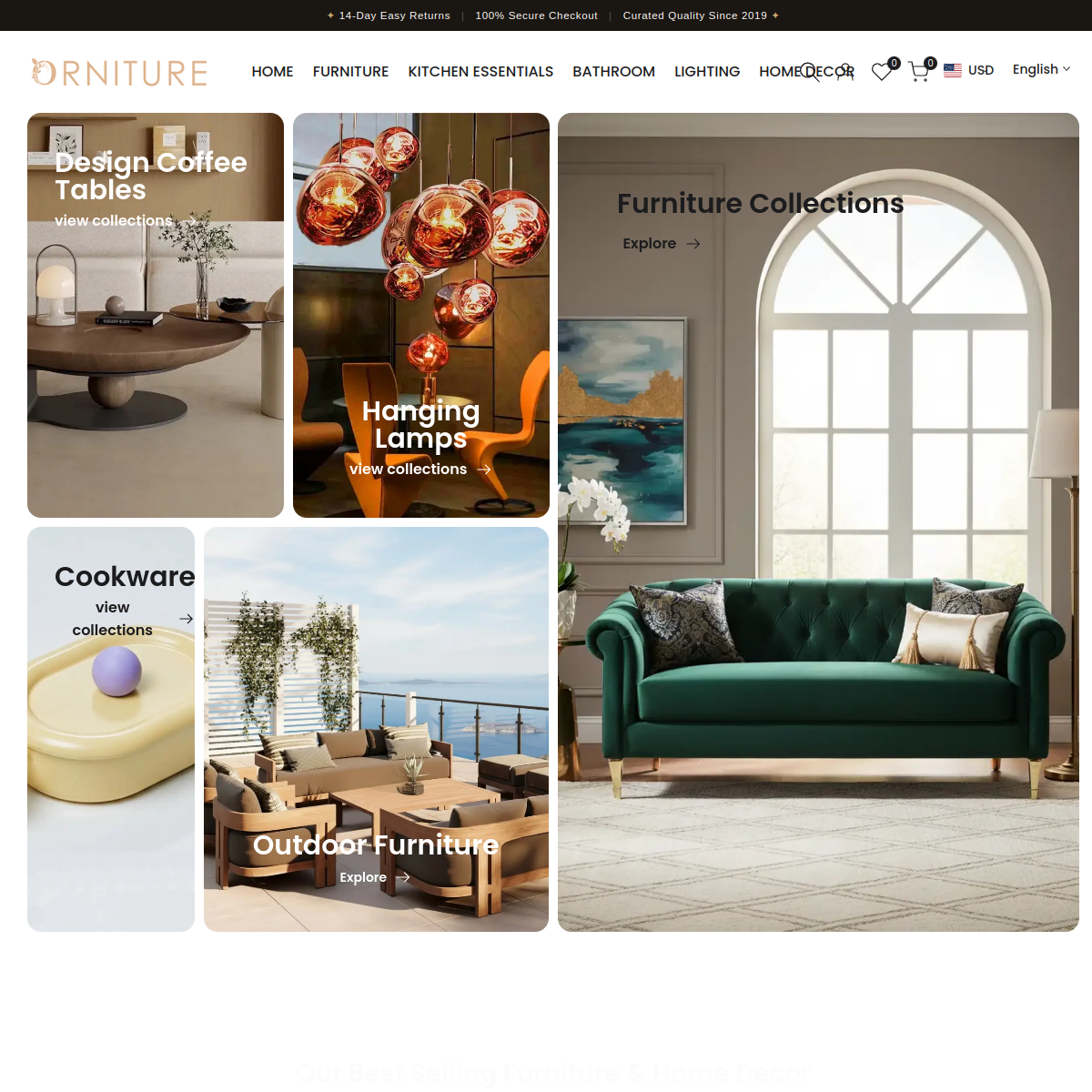 Orniture.com desktop view - Furniture and design e-commerce website