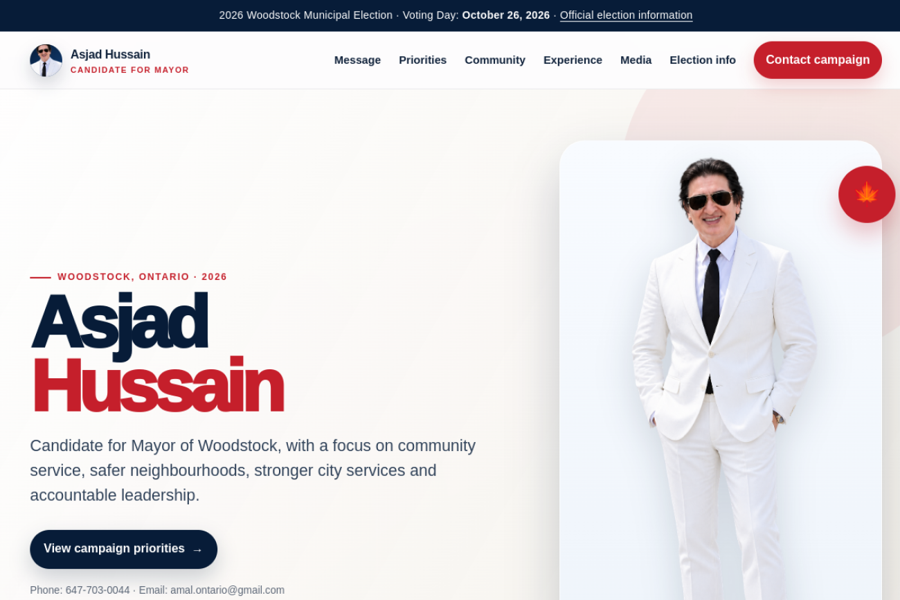 Asjad for Mayor campaign website